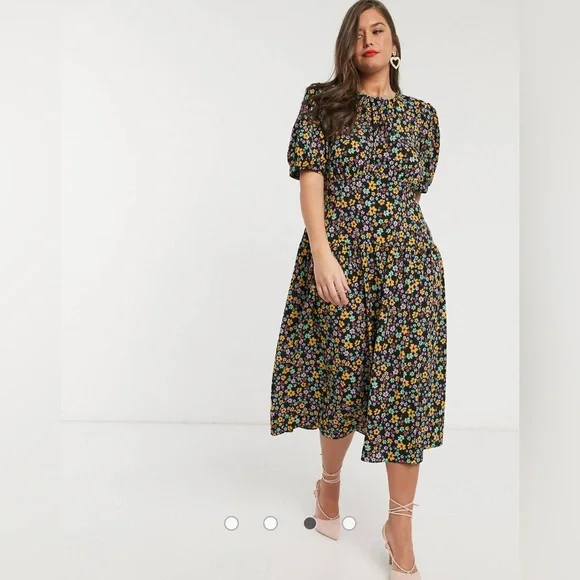 button down midi dress with pockets Beige Button Down Front Pocket Midi Dress